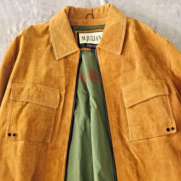 Vintage Orange M. Julian Suede Utility Zip Up Jacket Size XL Wilsons - Picture 2 of 14